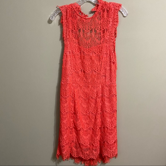 🆕 Free People Sz Md Coral Daydreamer Dress - Picture 3 of 5